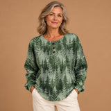 Fionnuala - Green Jumper Featuring Timeless Christmas Tree Design