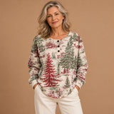 Doireann - Cream Jumper Featuring a Winter Forest Design