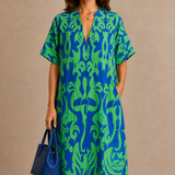 Bernadeta | Patterned Dress with V-Neck
