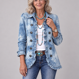 Gráinne | Blazer in Light Blue with Tie-Dye Effect
