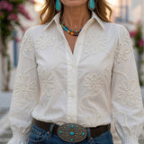 Ariane - Blouse with Floral Designs