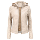 Faux Leather Jacket with Detachable Hood