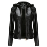 Faux Leather Jacket with Detachable Hood