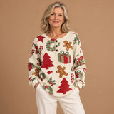 Cara - Cream Jumper Featuring Festive Christmas Designs
