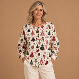 Deirdre - Cream Jumper Featuring a Festive Christmas Tree Design