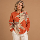 Saoirse - Autumn Leaf Design Orange Jumper
