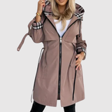 Amy | Lightweight Long Hooded Coat with Belt