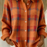 Megan | Checked Knit Jacket with Buttons