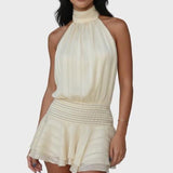 Blanka | Romantic Halter Neck Mini Dress with Open Back