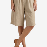 Wide Knee-Length Shorts with Elastic Waistband and Pockets