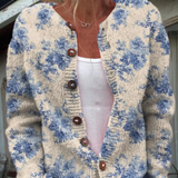 Floral Knitted Cardigan with Buttons
