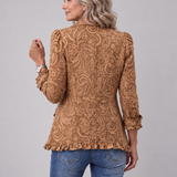 Sinead | Blazer in Caramel with Ornamental Print