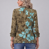 Fiona | Blazer in Olive with Turquoise Florals