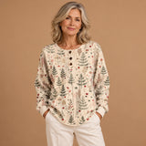 Emer - Cream Jumper Featuring a Subtle Christmas Tree Design