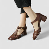 Scarlett – T-Strap Block Heels with Orthopaedic Support
