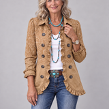 Caoimhe | Blazer in Khaki with Ruffled Hem