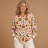 Méabh - Cream Jumper Featuring Autumn Forest Design