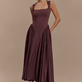 Sara - Brown Knitted Midi Dress