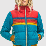 Striped Padded Jacket with Colorful Accents