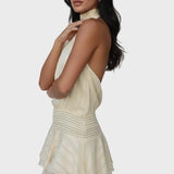 Blanka | Romantic Halter Neck Mini Dress with Open Back
