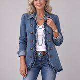 Maeve | Blazer in Blue with Ruffles