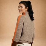 Aristoniki - Elegant High-Neck Sweater with Striking Stripe Accents