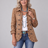 Sinead | Blazer in Caramel with Ornamental Print