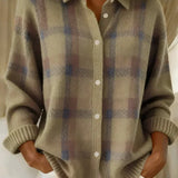 Taylor | Relaxed Knitted Cardigan with Check Pattern