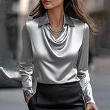 Inês - Luxurious Satin Blouse with Delicate Neckline
