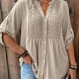 Ariadne – Blouse with V Neckline and Buttons