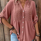 Ariadne – Blouse with V Neckline and Buttons