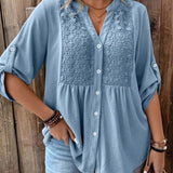Ariadne – Blouse with V Neckline and Buttons