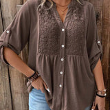 Ariadne – Blouse with V Neckline and Buttons