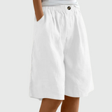 Wide Knee-Length Shorts with Elastic Waistband and Pockets
