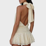Blanka | Romantic Halter Neck Mini Dress with Open Back