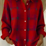 Brittany | Soft Checked Knit Cardigan with Buttons