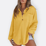Inês - Lightweight Tunic Blouse with V Neckline and Buttons