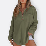 Inês - Lightweight Tunic Blouse with V-Neck and Buttons