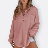 Inês - Lightweight Tunic Blouse with V Neckline and Buttons