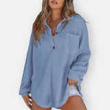 Inês - Lightweight Tunic Blouse with V-Neck and Buttons