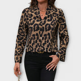 Dana – Casual Blouse with Leopard Print