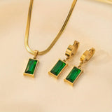 Agnieszka – Necklace and Earring Set with Green Crystals
