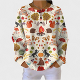 Méabh - Cream Jumper Featuring Autumn Forest Design