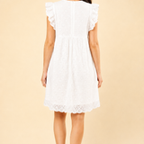 Lucia | Mini dress with a hole pattern and ruffled sleeves