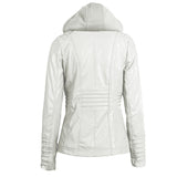 Faux Leather Biker Jacket with Hood