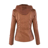 Faux Leather Biker Jacket with Hood