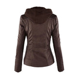 Faux Leather Biker Jacket with Hood