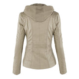 Faux Leather Biker Jacket with Hood