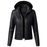 Faux Leather Hooded Jacket