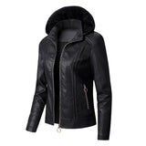 Faux Leather Hooded Jacket